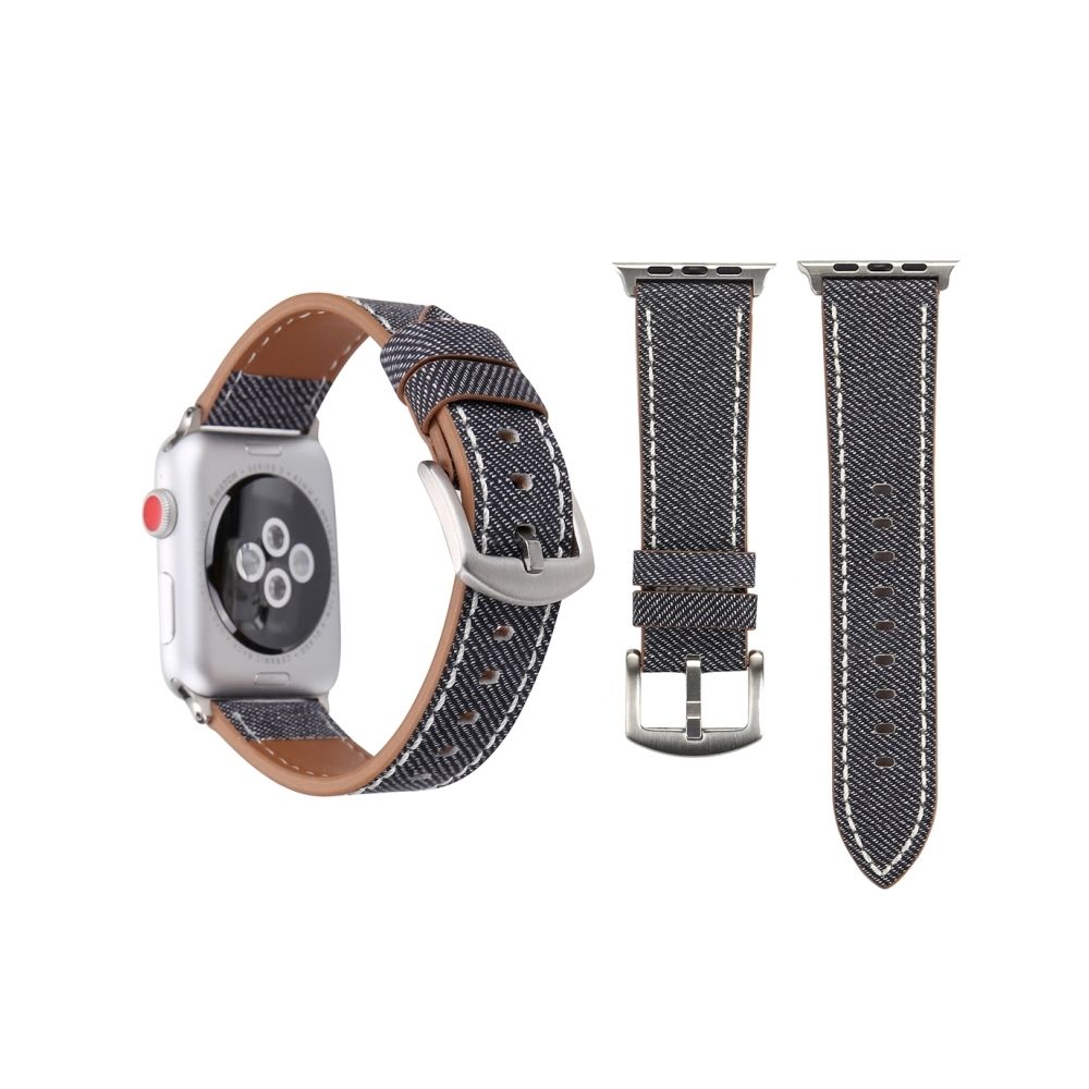 Wewoo - Bracelet gris pour Apple Watch Series 3 & 2 & 1 42mm Simple Mode Véritable Cuir Cowboy - Accessoires Apple Watch