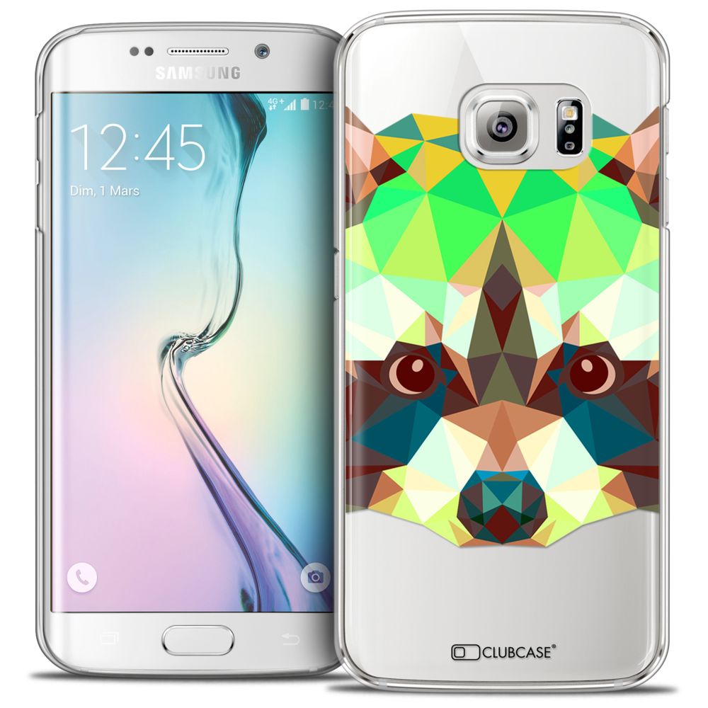 Caseink - Coque Housse Etui Galaxy S6 Edge [Crystal HD Polygon Series Animal - Rigide - Ultra Fin - Imprimé en France] - Raton Laveur - Coque, étui smartphone