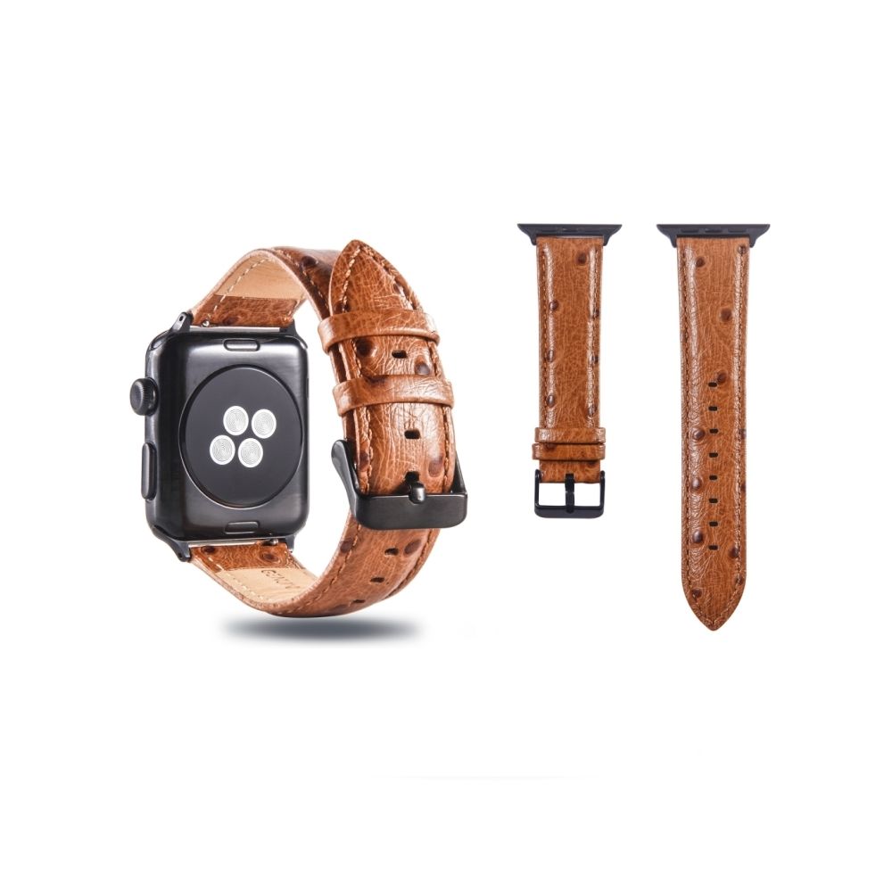 Wewoo - Bande de montre-bracelet en cuir véritable pour Apple Watch série 3 & 2 & 1 38mm marron foncé - Accessoires Apple Watch