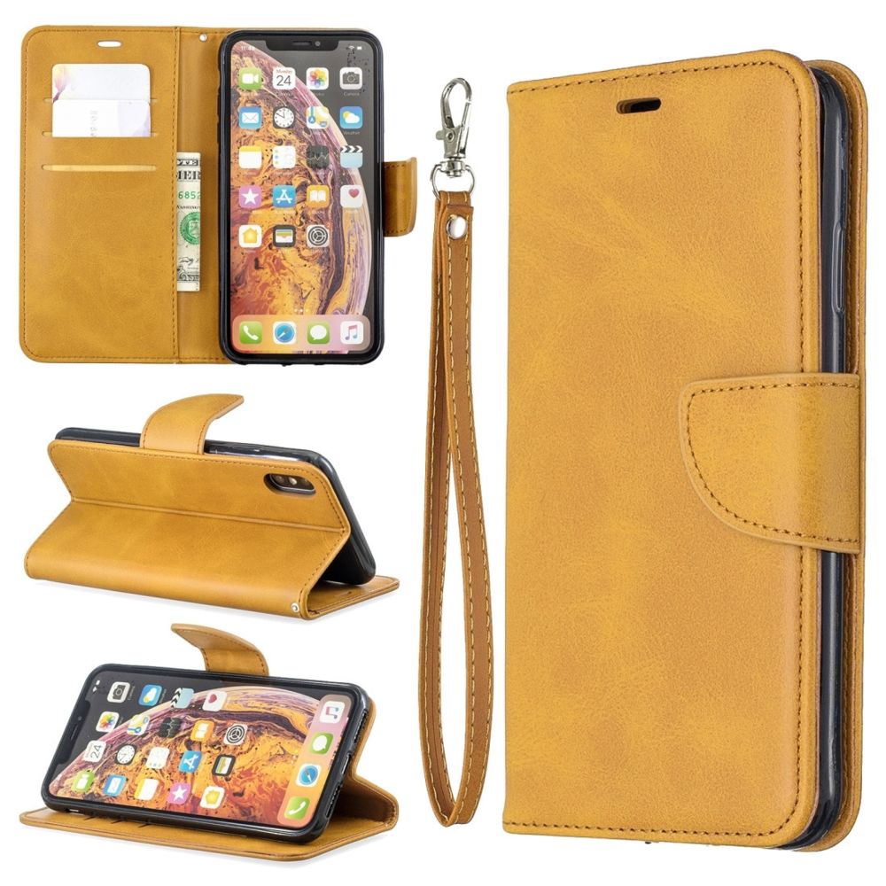 Wewoo - Housse Étui Coque en cuir PU pour Galaxy S10 + avec support et porte-cartesportefeuille et lanière Jaune - Coque, étui smartphone
