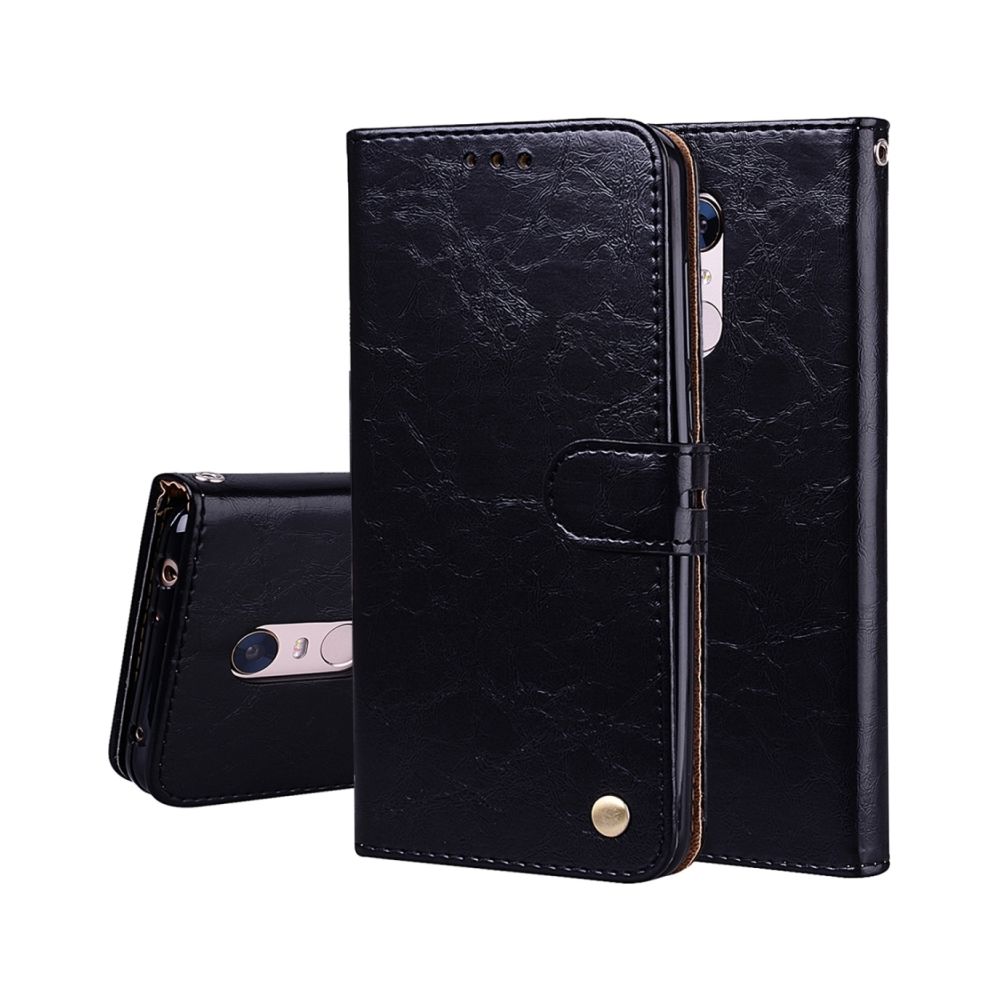 Wewoo - Coque en cuir noir pour Xiaomi Redmi 5 Plus huile Texture de la peau de cire horizontale Housse en avec titulaire et fentes cartes porte-monnaie - Coque, étui smartphone