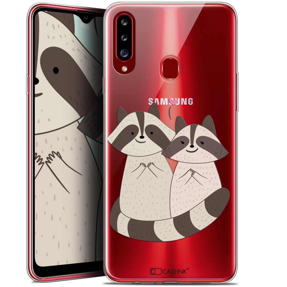 Caseink - Coque Pour Samsung Galaxy A20s (6.5 ) [Gel HD Collection Sweetie Design Racoon Love - Souple - Ultra Fin - Imprimé en France] - Coque, étui smartphone