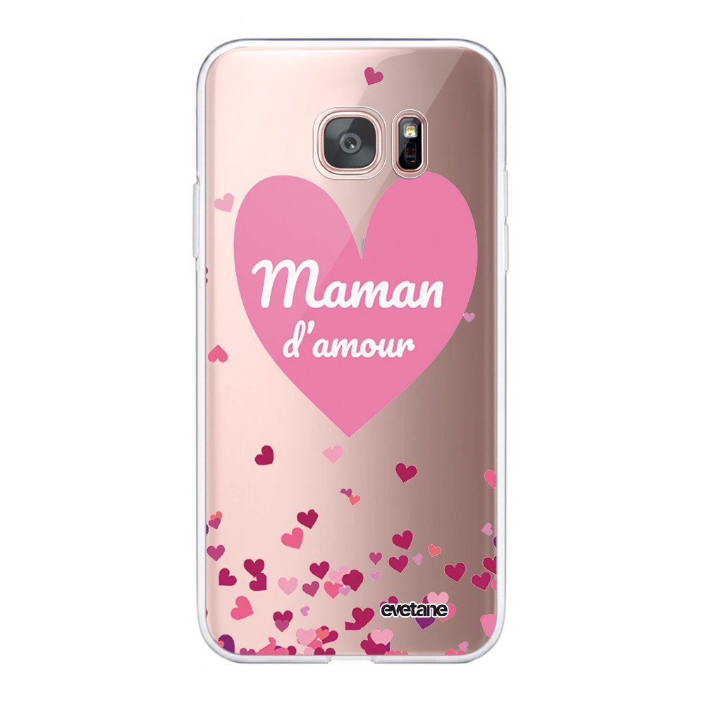 Evetane - Coque Samsung Galaxy S7 Edge souple transparente Maman d'amour coeurs Motif Ecriture Tendance Evetane. - Coque, étui smartphone