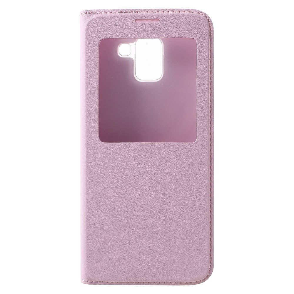 marque generique - Etui en PU fenêtre de vue rose pour votre Samsung Galaxy J6 (2018) - Autres accessoires smartphone