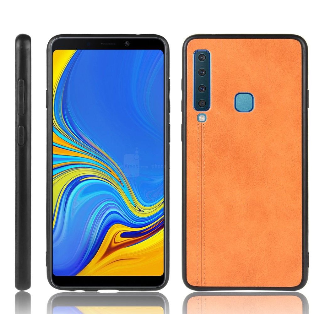 marque generique - Coque en TPU + PU hybride jaune pour votre Samsung Galaxy A9 (2018)/A9 Star Pro/A9s - Coque, étui smartphone