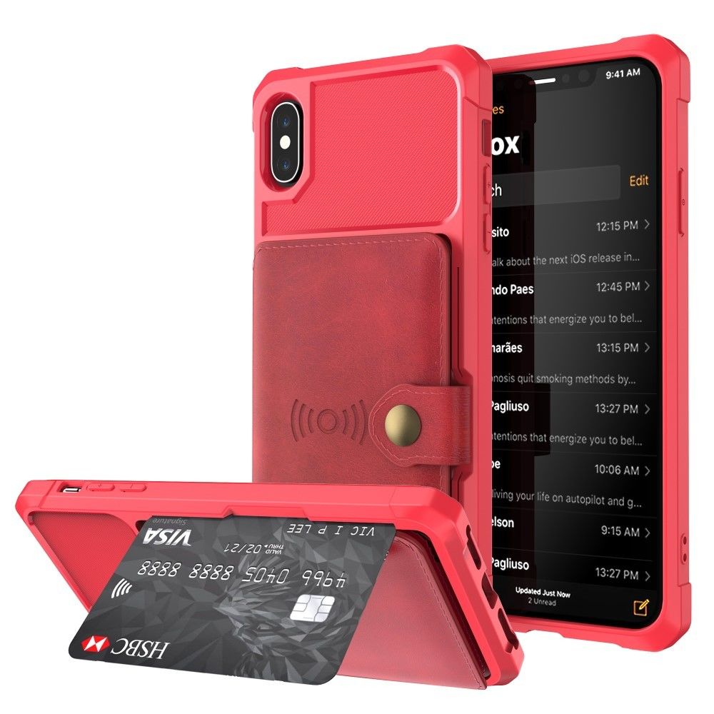 marque generique - Etui en PU revêtu d'une feuille intégrée rouge pour votre Apple iPhone X/XS 5.8 inch - Autres accessoires smartphone