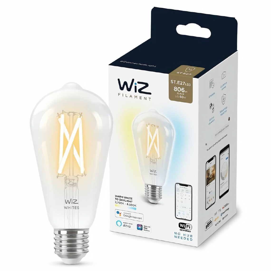 Wiz - WiZ Ampoule connectée Edison vintage Blanc variable E27 60W - Lampe connectée