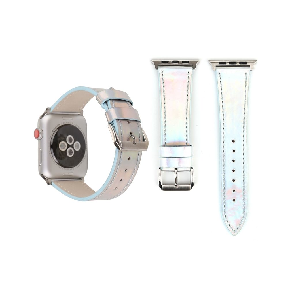 Wewoo - Bande de montre-bracelet en cuir véritable de la série Fashion Laser pour Apple Watch séries 3 & 2 & 1 42mm bleu - Accessoires Apple Watch