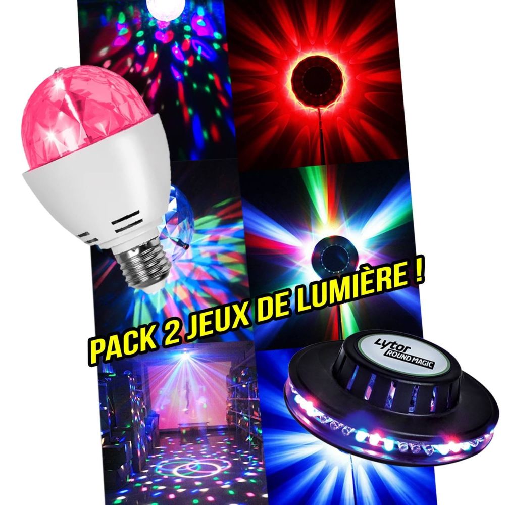 Lytor - Pack soirée DJ lumière Ampoule à LEDs RVBA rotative + Jeu de lumière style OVNI - Packs DJ