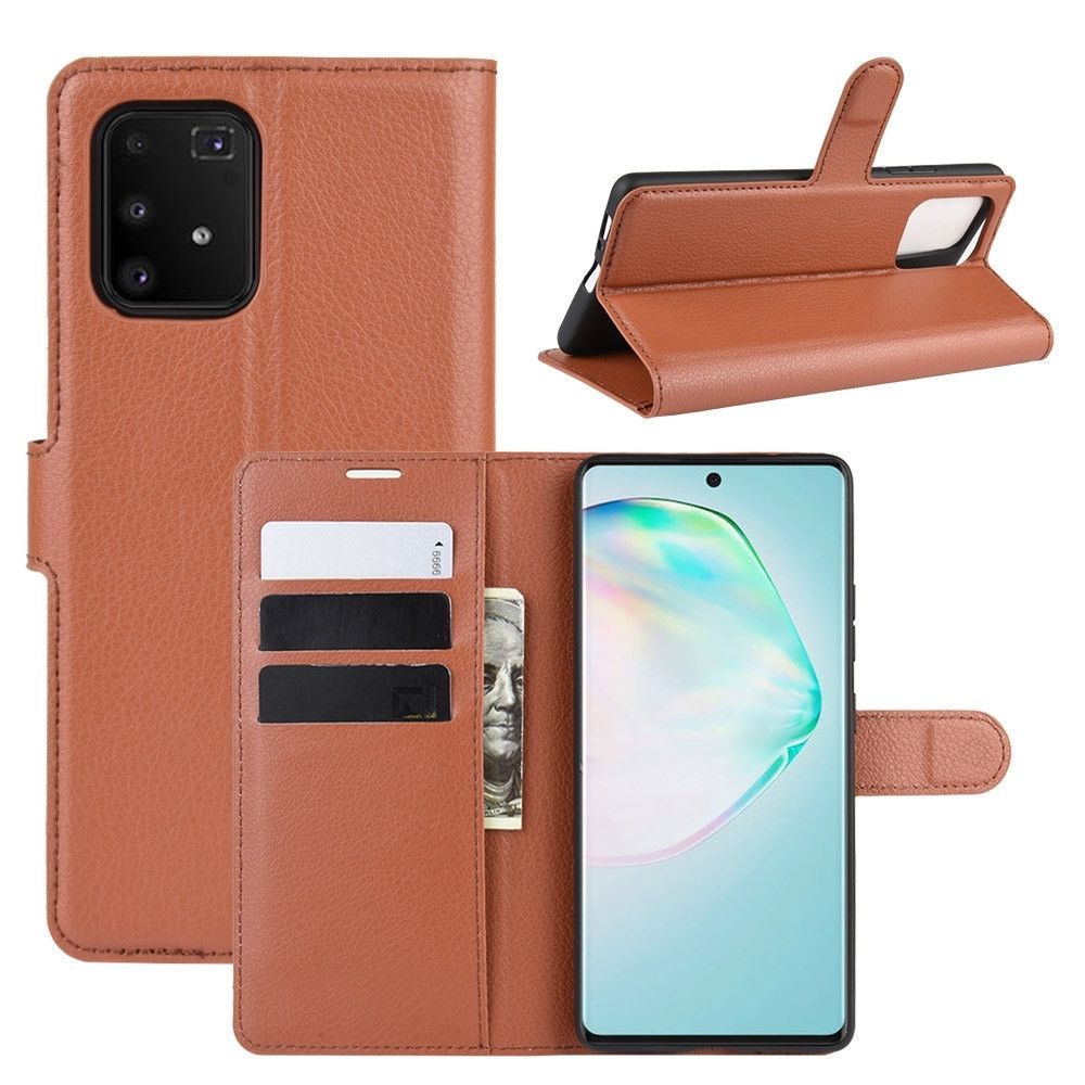 Wewoo - Housse Coque Pour Galaxy A91 / M80s / S10 Lite Litchi Texture de protection à rabat horizontal avec support et fentes cartes et portefeuille marron - Coque, étui smartphone