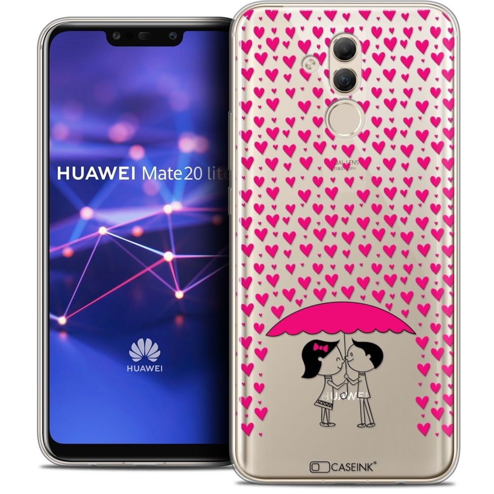 Caseink - Coque Housse Etui Huawei Mate 20 Lite (6.3 ) [Crystal Gel HD Collection Love Saint Valentin Design Pluie d'Amour - Souple - Ultra Fin - Imprimé en France] - Coque, étui smartphone