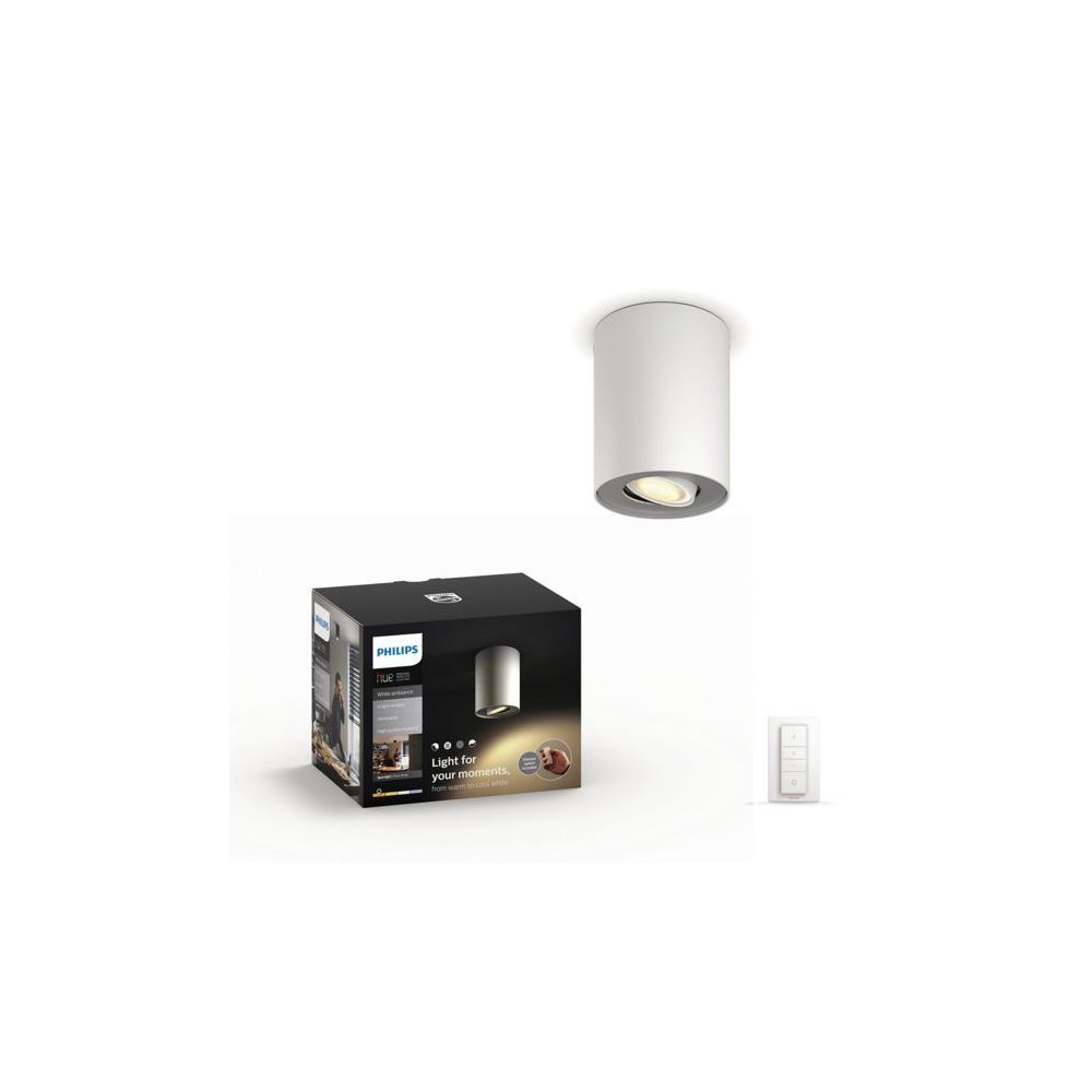 Philips Hue - White Ambiance PILLAR Spot 1x5.5W - Noir (télécommande incluse) - Bluetooth - Lampe connectée