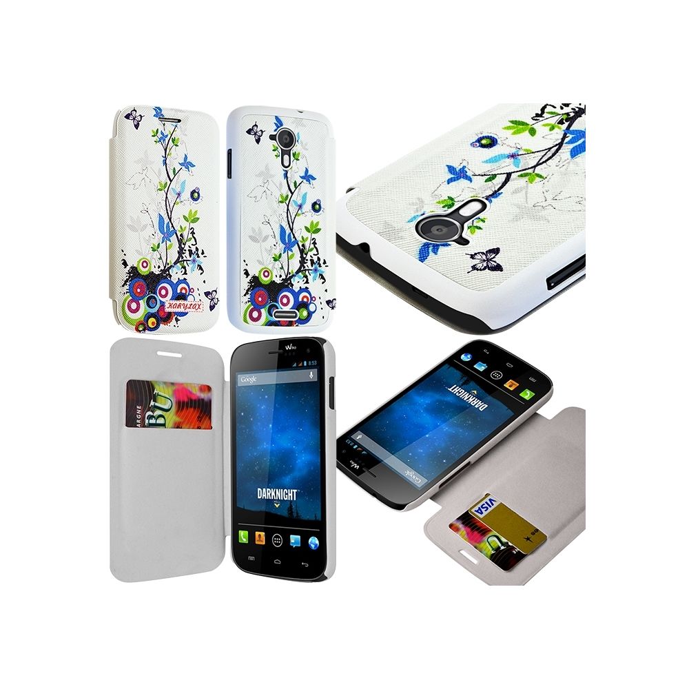 Karylax - Coque Etui à rabat latéral et porte-carte pour Wiko Darknight avec motif HF01 + Film de Protection - Autres accessoires smartphone