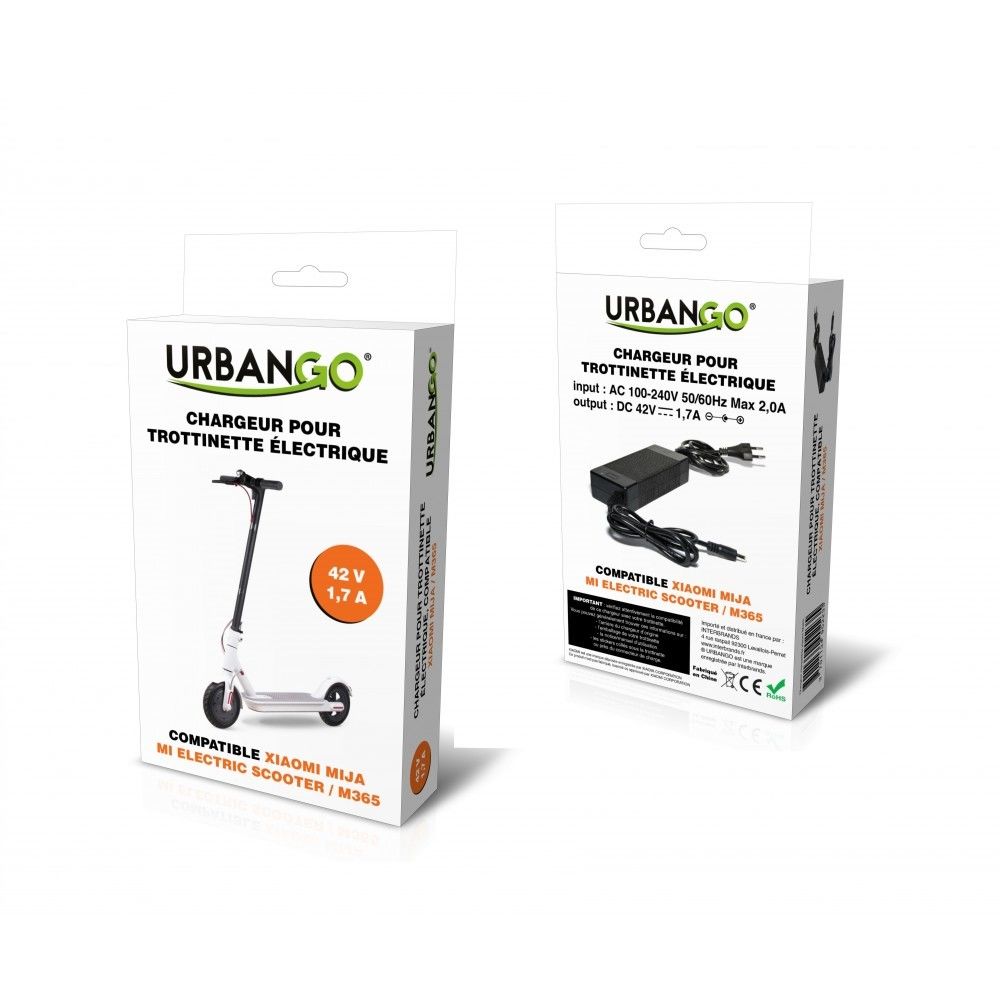 Urbango - Chargeur Trottinette Electrique Compatible Xiaomi Mi M365 - Accessoires Mobilité électrique