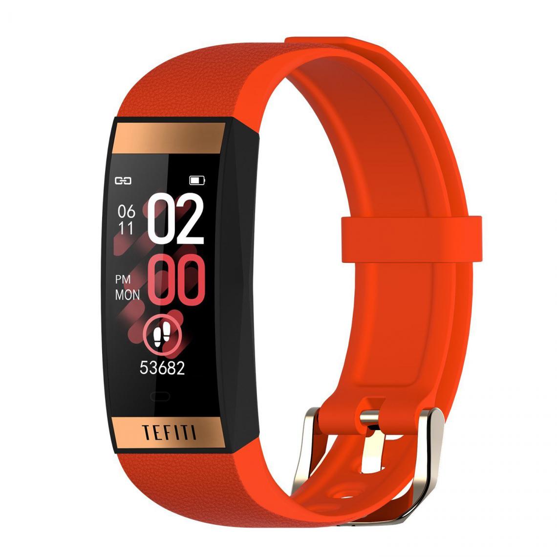 Justgreenbox - Bracelet intelligent fréquence cardiaque pression artérielle surveillance de l'oxygène IP67 étanche, Orange - Montre connectée