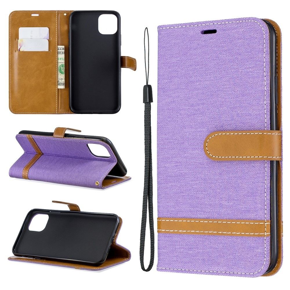 marque generique - Etui en PU tissu de jeans violet avec support pour votre Apple iPhone 6.5 pouces (2019) - Coque, étui smartphone
