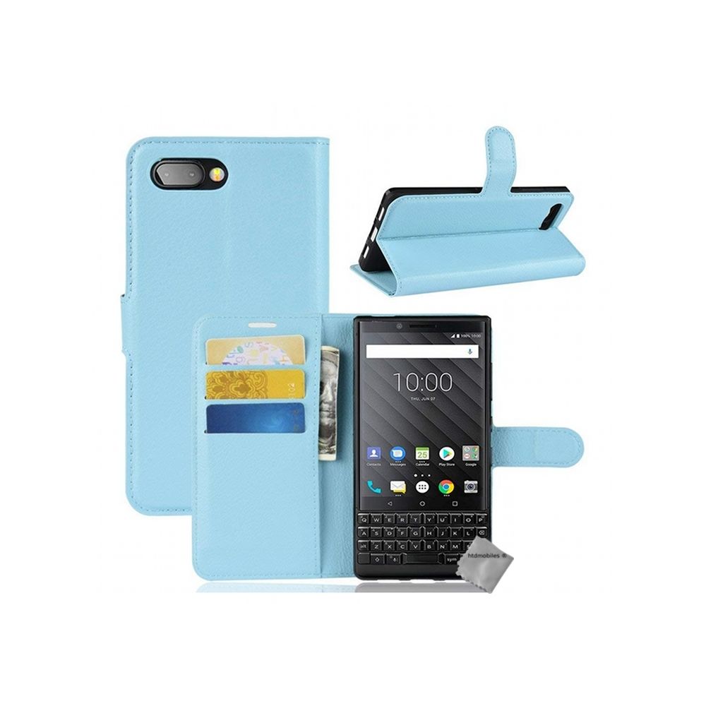 Htdmobiles - Housse etui coque pochette portefeuille pour Blackberry Key2 + film ecran - BLEU - Autres accessoires smartphone