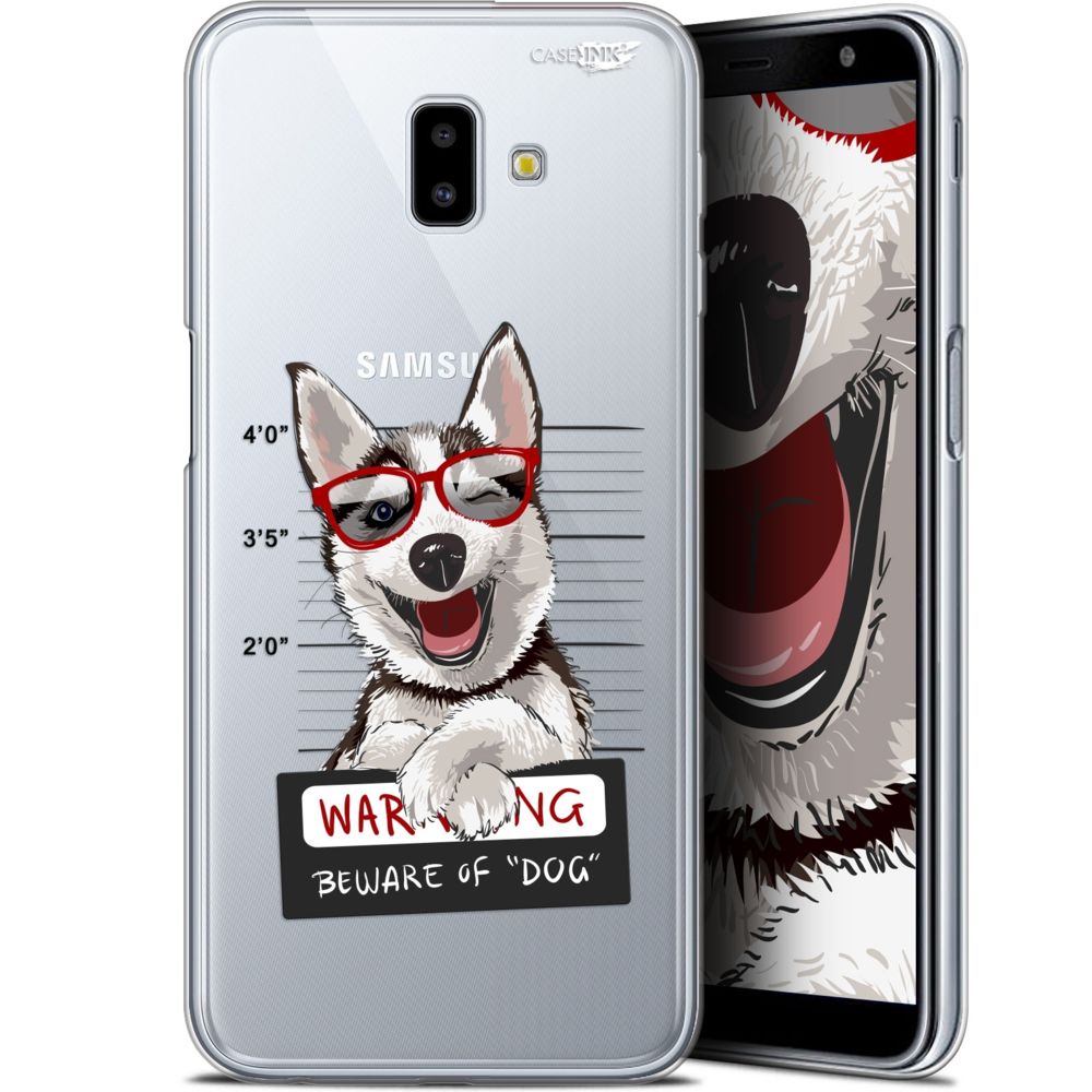 Caseink - Coque arrière Samsung Galaxy J6 Plus J6+ (6.4 ) Gel HD [ Nouvelle Collection - Souple - Antichoc - Imprimé en France] Beware The Husky Dog - Coque, étui smartphone