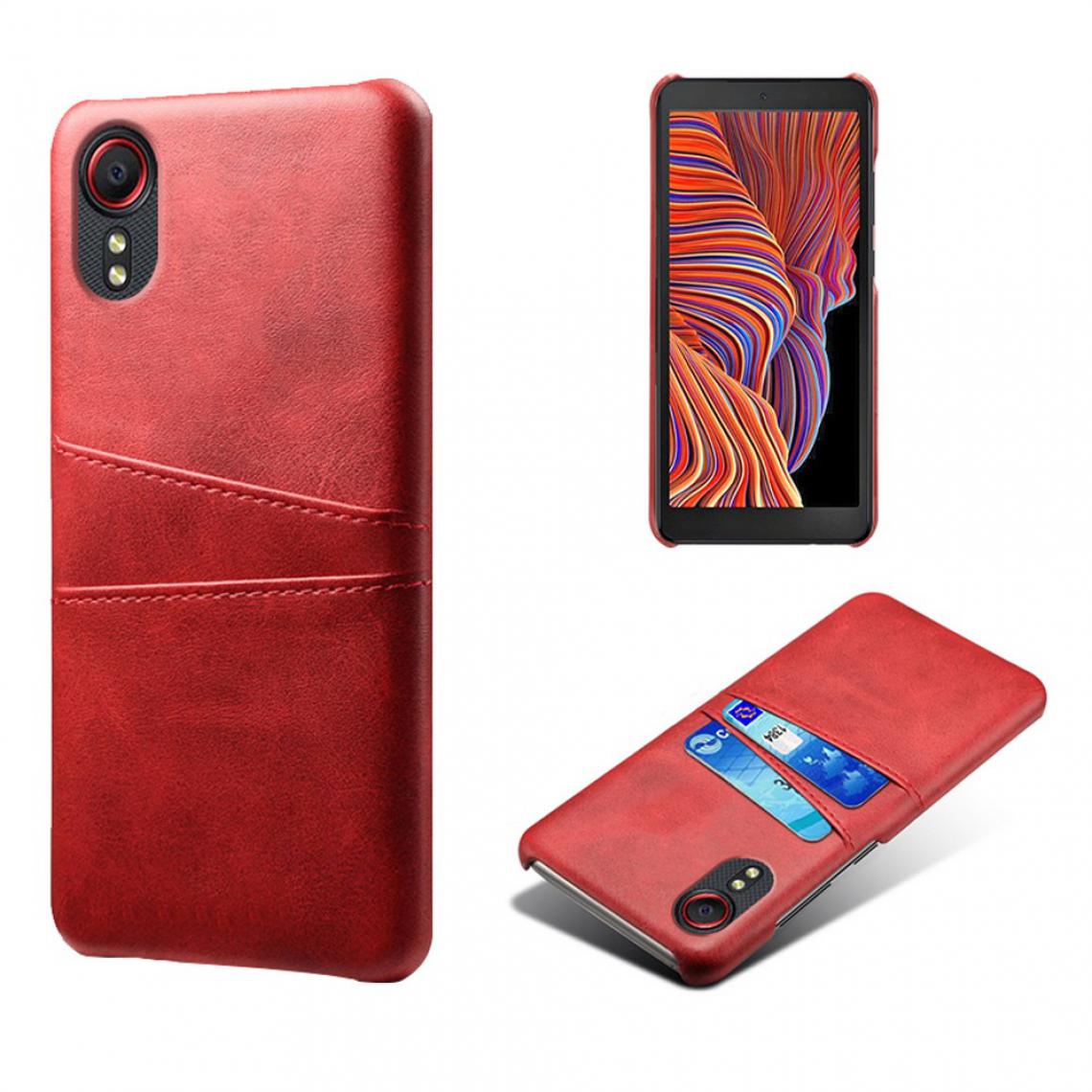Other - Coque en TPU + PU Bien protégé rigide avec 2 porte-cartes rouge pour votre Samsung Galaxy Xcover 5 - Coque, étui smartphone