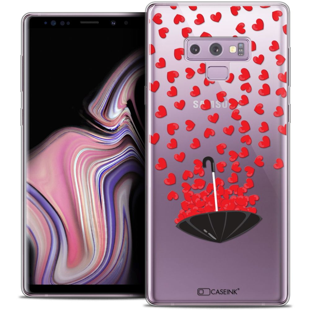 Caseink - Coque Housse Etui Samsung Galaxy Note 9 (6.4 ) [Crystal Gel HD Collection Love Saint Valentin Design Parapluie d'Amour - Souple - Ultra Fin - Imprimé en France] - Coque, étui smartphone
