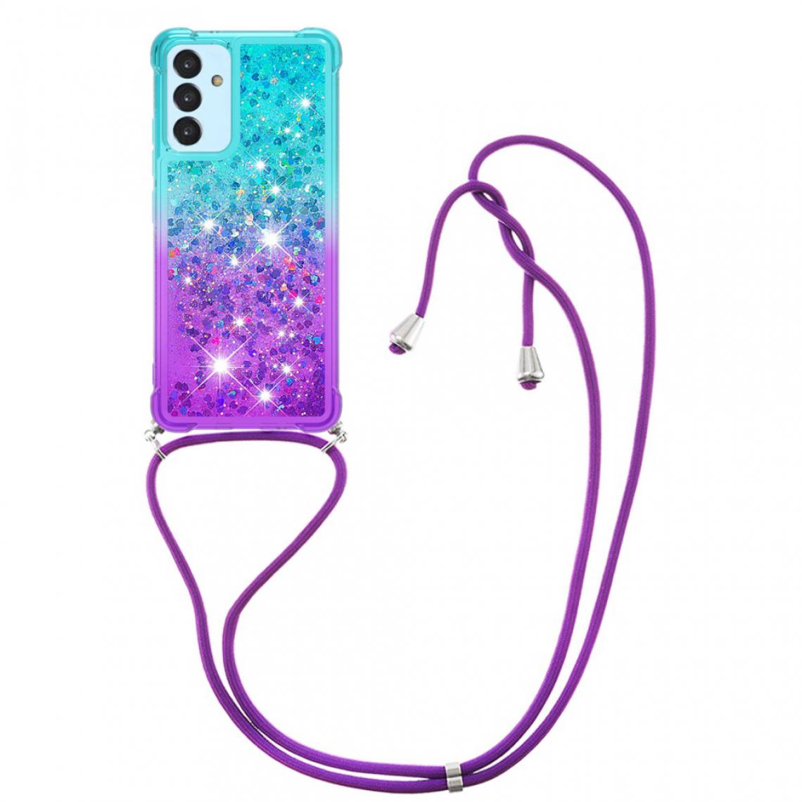 Other - Coque en TPU Dégradé Glitter Poudre Quicksand Antichoc avec lanière Bleu ciel/Mauve pour votre Samsung Galaxy A82 5G - Coque, étui smartphone