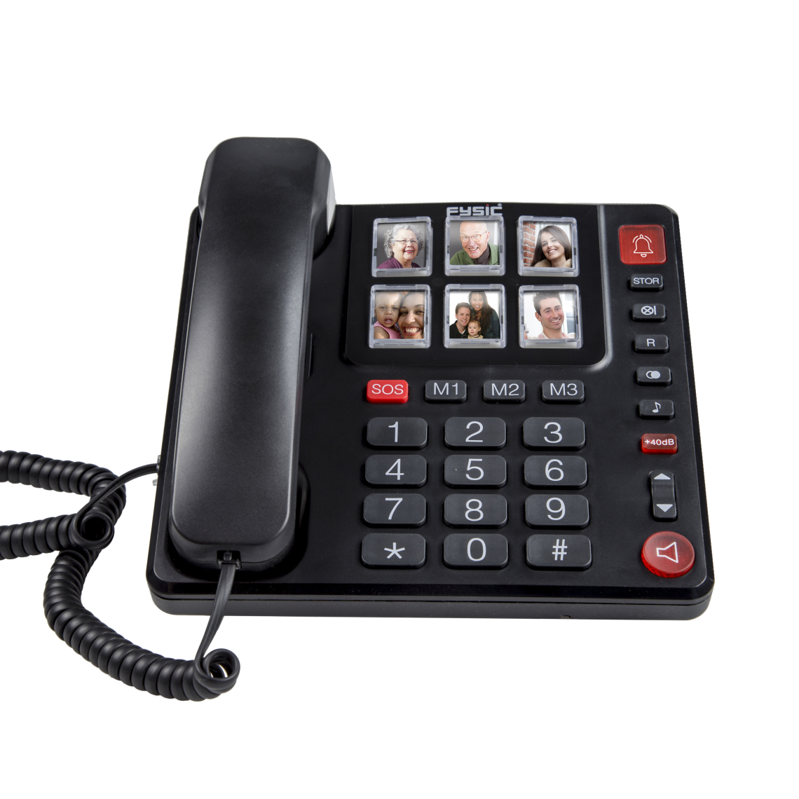 FYSIC - Téléphone fixe de bureau avec touches photo pour les personnes âgées FX-3930 Noir - Téléphone fixe filaire