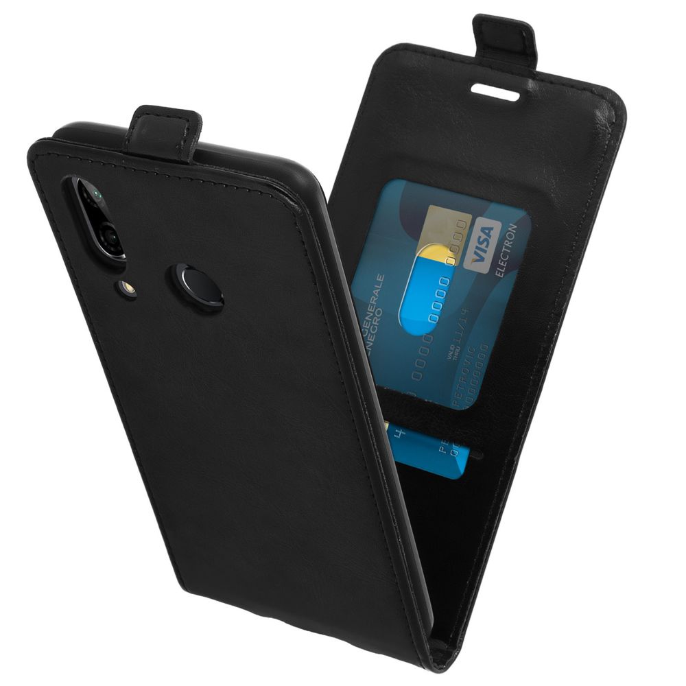 Avizar - Etui Huawei P20 Lite Housse Clapet Vertical Porte-carte Coque Silicone gel Noir - Coque, étui smartphone