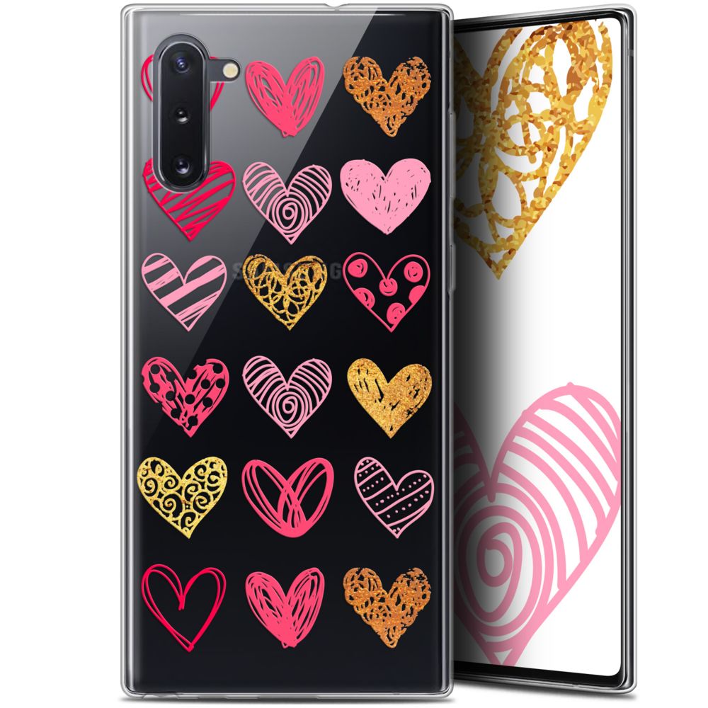 Caseink - Coque Pour Samsung Galaxy Note 10 (6.3 ) [Gel HD Collection Sweetie Design Doodling Hearts - Souple - Ultra Fin - Imprimé en France] - Coque, étui smartphone