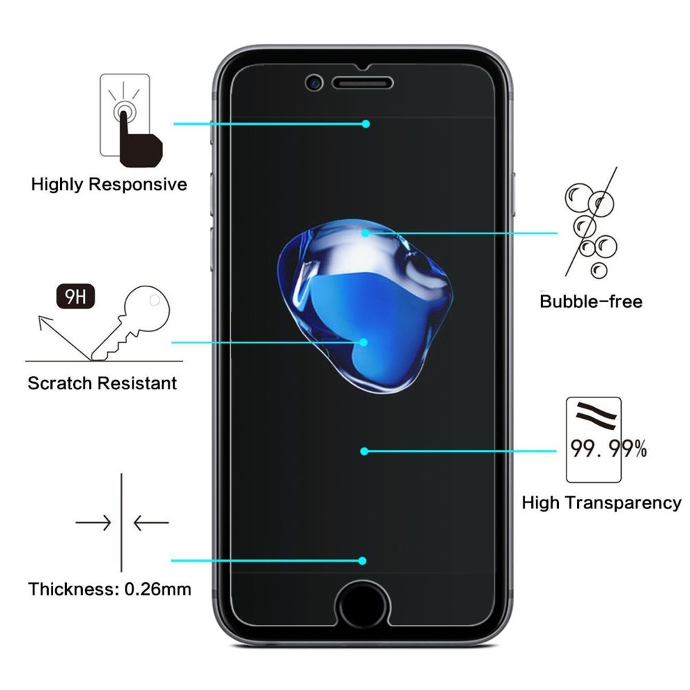 Cabling - CABLING iPhone 7 protection d'écran, protecteur écran en verre trempé [sans bulles] [2.5D/9H dureté] pour iPhone 7 film anti-rayures haut définition - Protection écran smartphone