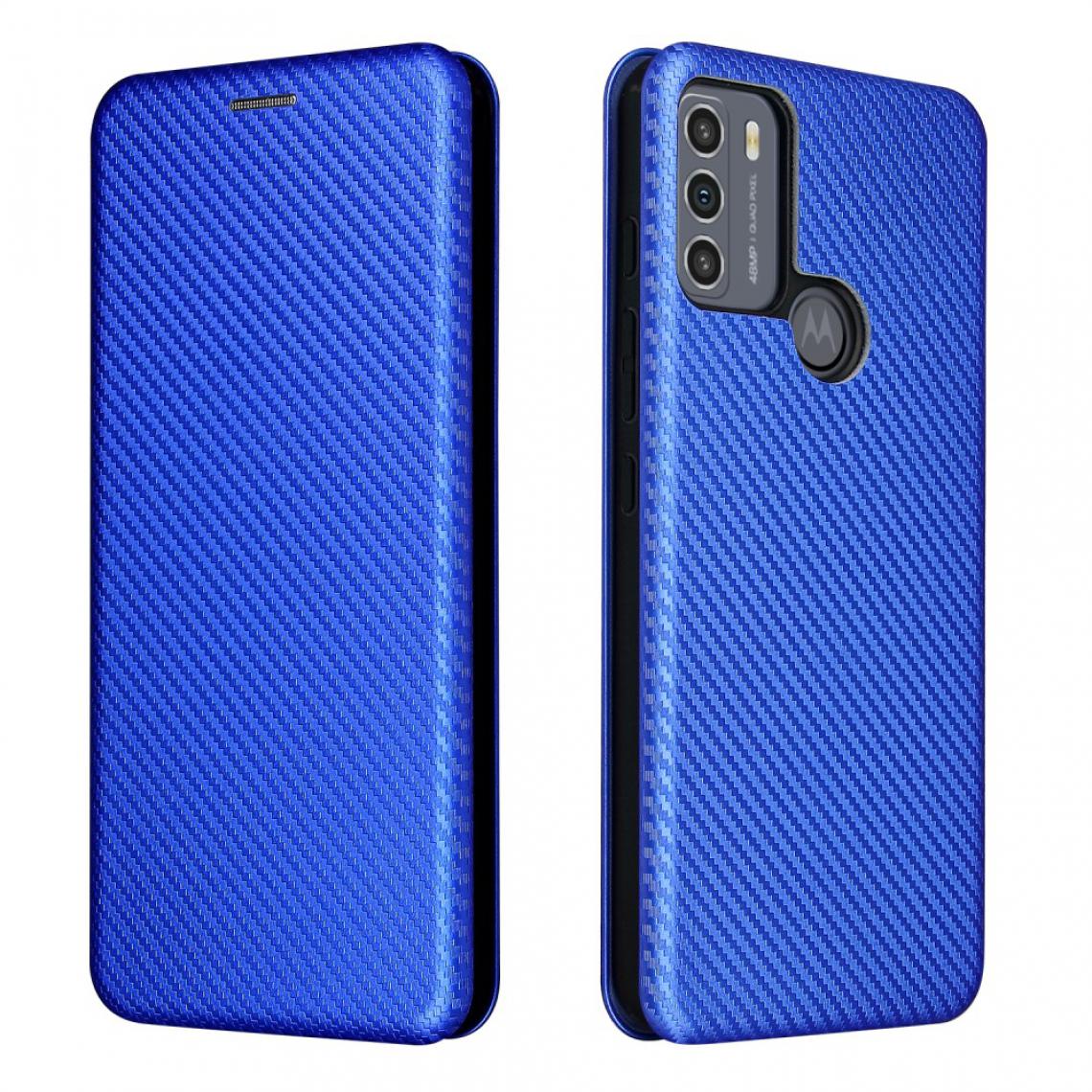 Other - Etui en PU Texture en fibre de carbone auto-absorbée avec porte-cartes et anneau bleu pour votre Motorola Moto G50 - Coque, étui smartphone