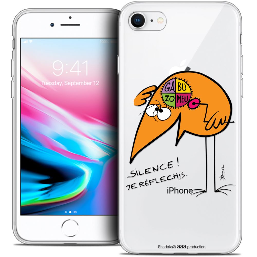 Caseink - Coque Housse Etui Apple iPhone 7 (4.7 ) [Crystal Gel HD Collection Les Shadoks ? Design Silence ! - Souple - Ultra Fin - Imprimé en France] - Coque, étui smartphone