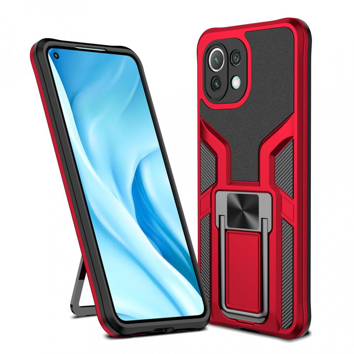 Other - Coque en TPU hybride avec béquille et feuille magnétique intégrée rouge pour votre Xiaomi Mi 11 Lite 5G/4G - Coque, étui smartphone