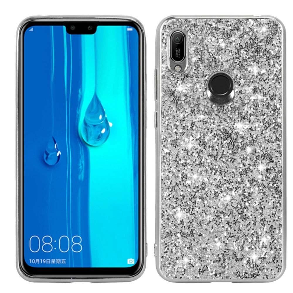 Wewoo - Coque Pour Huawei Y6 Prime Glittery Powder Shockproof TPU Case Silver - Coque, étui smartphone