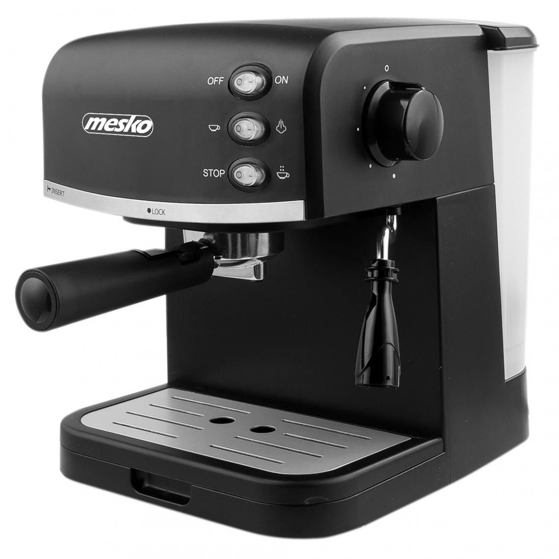 Mesko - Machine à Espresso Manuelle 15 Bars, Réservoir d'eau 1,5 L, Buse Vapeur à Lait 850W Mesko MS 4409 - Expresso - Cafetière