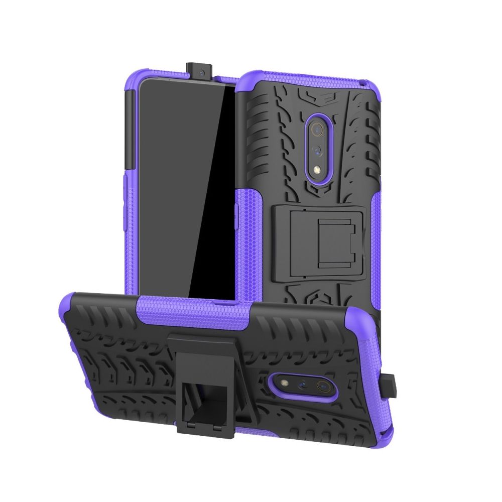 Wewoo - Coque Pour OPPO Realme X Tire Texture Antichoc TPU + PC Housse de protection avec support Violet - Coque, étui smartphone