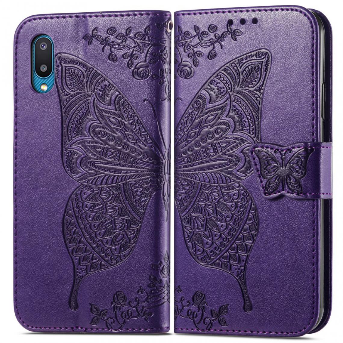 Other - Etui en PU Mentions légales Grand papillon violet foncé pour votre Samsung Galaxy M02/A02 - Coque, étui smartphone