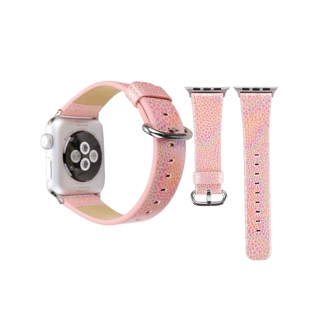Wewoo - Bracelet rose pour Apple Watch Série 3 & 2 & 1 42mm Shiny Snakeskin Pattern en cuir véritable montre - Accessoires Apple Watch