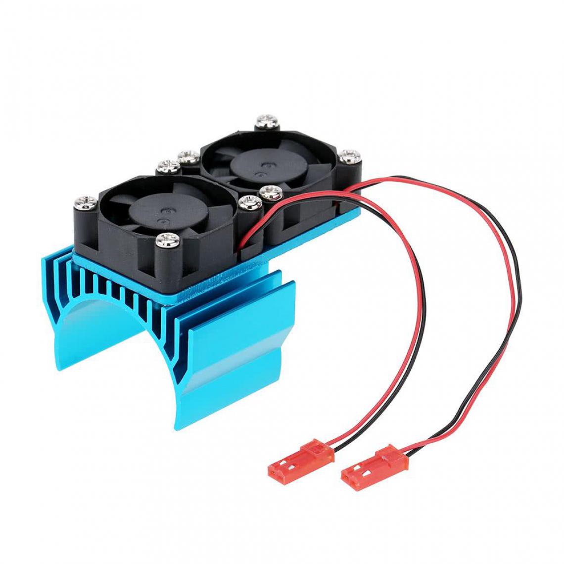 Justgreenbox - Dissipateur thermique moteur 7019 avec deux ventilateurs de refroidissement pour voiture 1/10 HSP RC 540/550 3650, Bleu - Ventilateurs