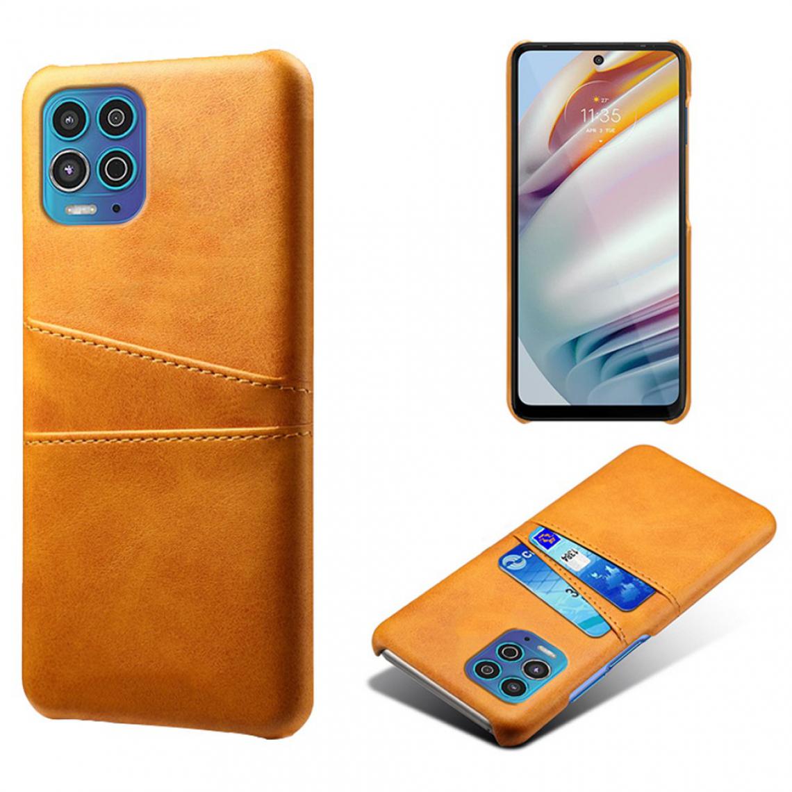 Other - Coque en TPU + PU avec double porte-cartes orange pour votre Motorola Moto G100/Edge S - Coque, étui smartphone