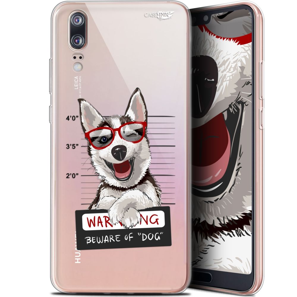 Caseink - Coque arrière Huawei P20 (5.8 ) Gel HD [ Nouvelle Collection - Souple - Antichoc - Imprimé en France] Beware The Husky Dog - Coque, étui smartphone