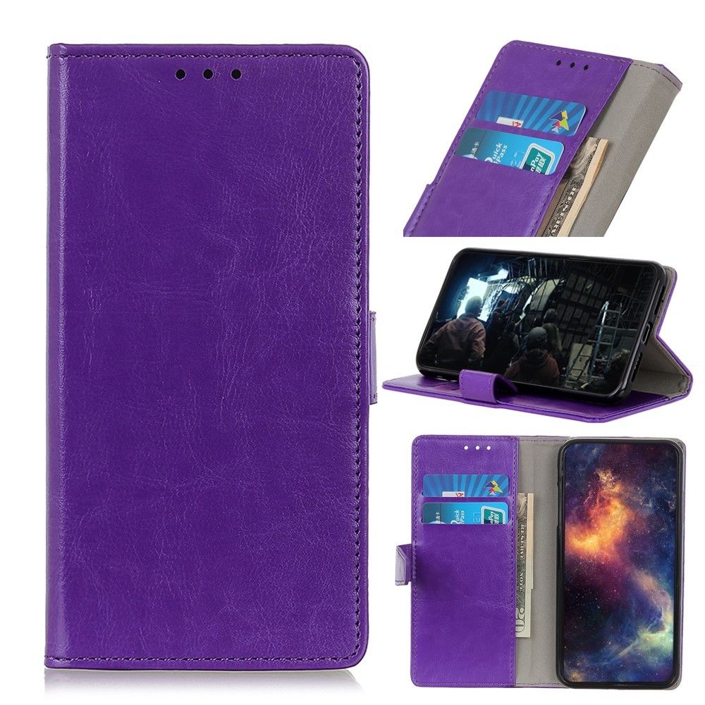 marque generique - Etui en PU crazy horse avec support violet pour votre Samsung Galaxy A20e - Coque, étui smartphone