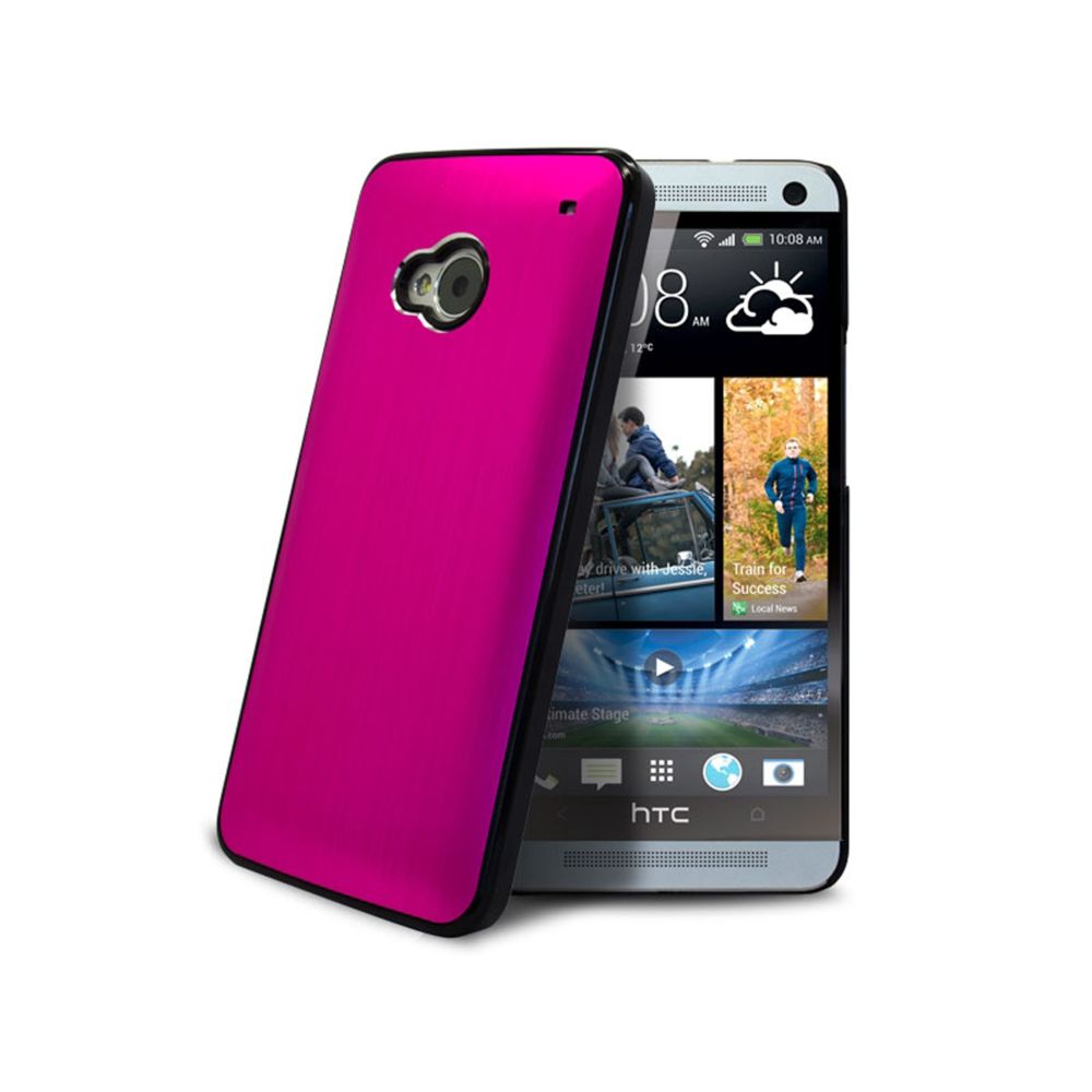 Caseink - Coque Housse Etui Aluminium Brossé pour HTC One (M7) Rose - Coque, étui smartphone