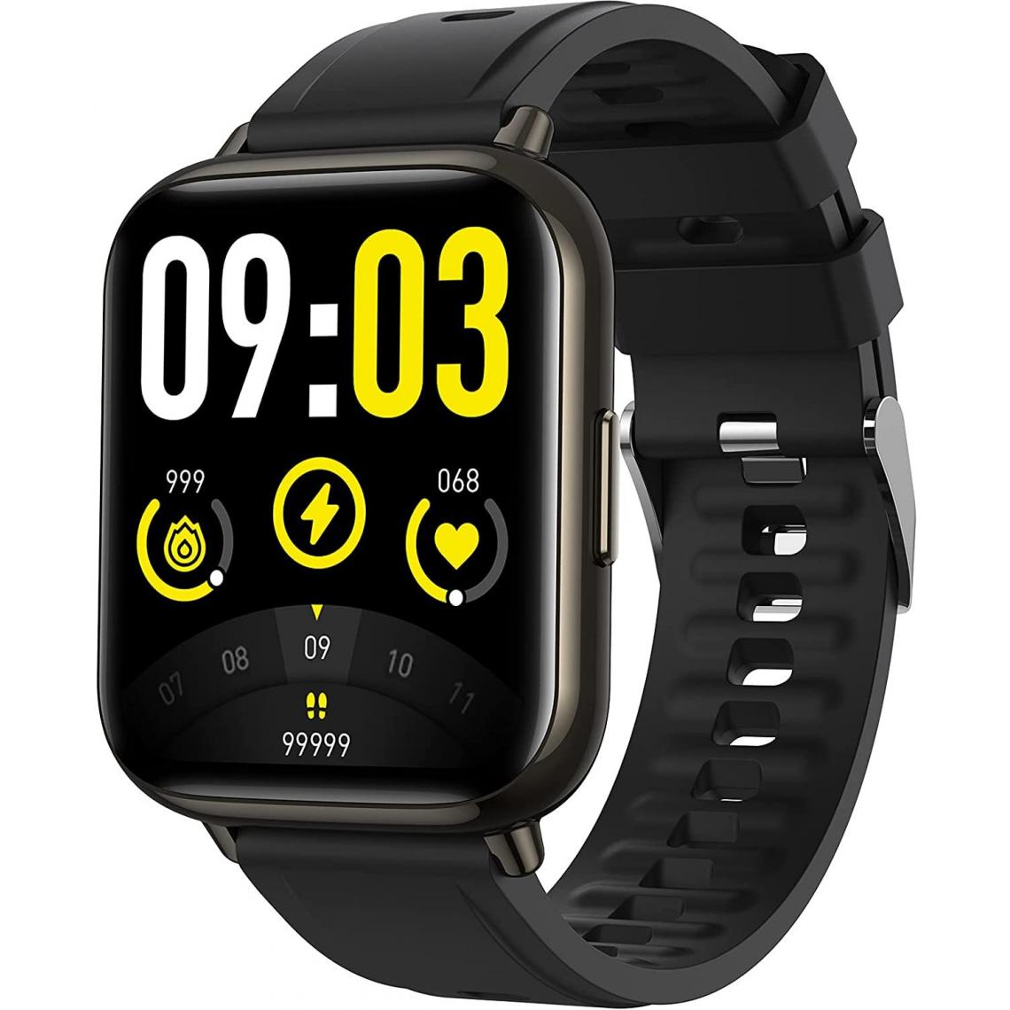 Chronotech Montres - Chronus 1.69 Inch Men Smart Watch, Bluetooth 5.0 with Large Screen, Heart Rate, Pedometer, Oximeter, Sleep, Smart Bracelet Waterproof IP68(black) - Montre connectée