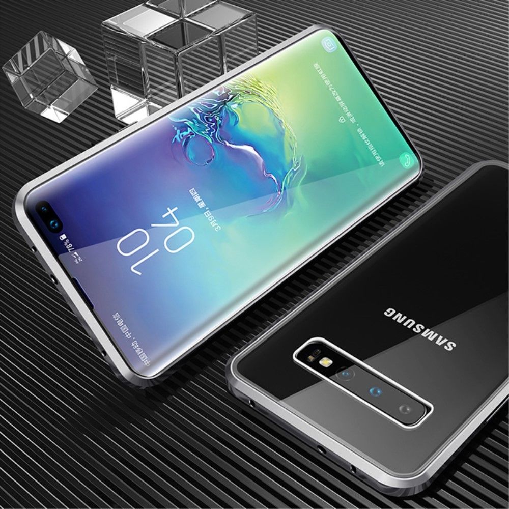 marque generique - Bumper en métal complètement magnétique argent pour votre Samsung Galaxy S10 Plus - Coque, étui smartphone