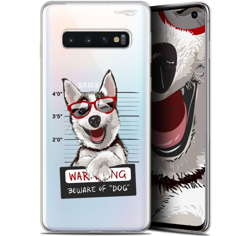 Caseink - Coque arrière Samsung Galaxy S10 (6.1 ) Gel HD [ Nouvelle Collection - Souple - Antichoc - Imprimé en France] Beware The Husky Dog - Coque, étui smartphone