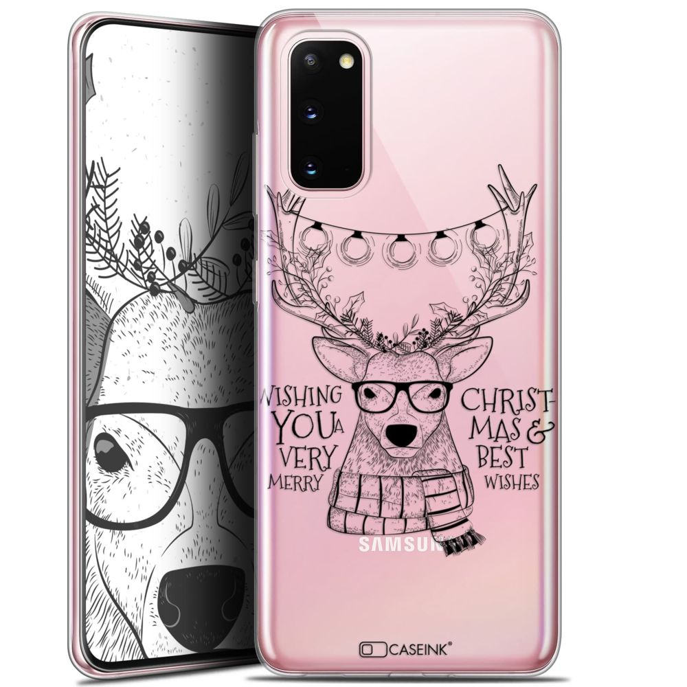 Caseink - Coque Pour Samsung Galaxy S20 (6.2 ) [Gel HD Collection Noël 2017 Design Cerf Hipster - Souple - Ultra Fin - Imprimé en France] - Coque, étui smartphone