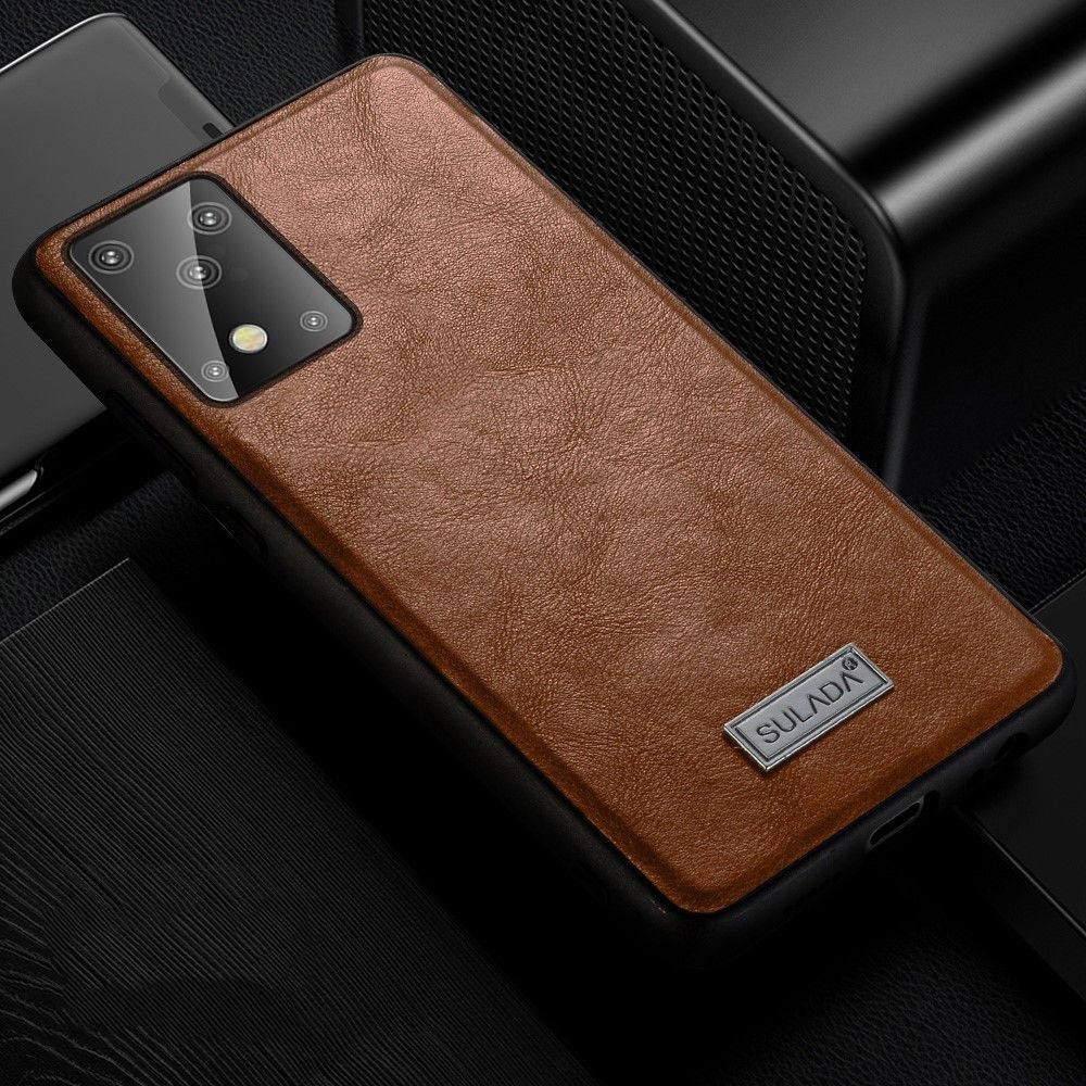 Sulada - Coque en TPU + PU marron pour votre Samsung Galaxy S20 Ultra - Coque, étui smartphone