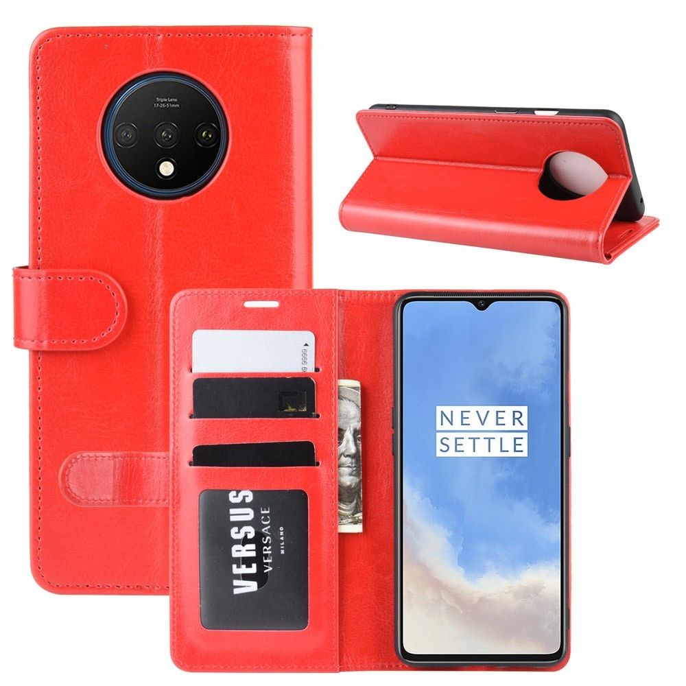 marque generique - Etui en PU style de cheval fou avec support rouge pour votre OnePlus 7T - Coque, étui smartphone