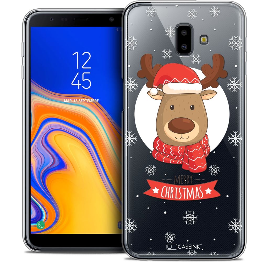 Caseink - Coque Housse Etui Pour Samsung Galaxy J6 Plus J6+ (6.4 ) [Crystal Gel HD Collection Noël 2017 Design Cerf à Echarpe - Souple - Ultra Fin - Imprimé en France] - Coque, étui smartphone