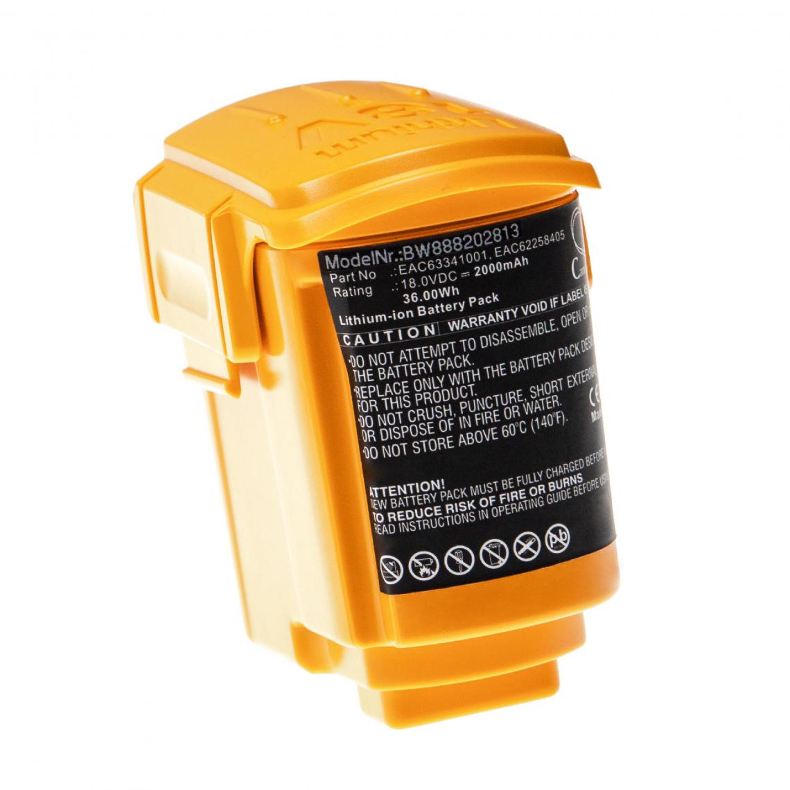 Vhbw - vhbw Batterie compatible avec LG VS7303SCW, VS8400SCR, VS8400SCW, VS8401SCW, VS8404SCW aspirateur, robot électroménager (2000mAh, 18V, Li-ion) - Accessoire entretien des sols